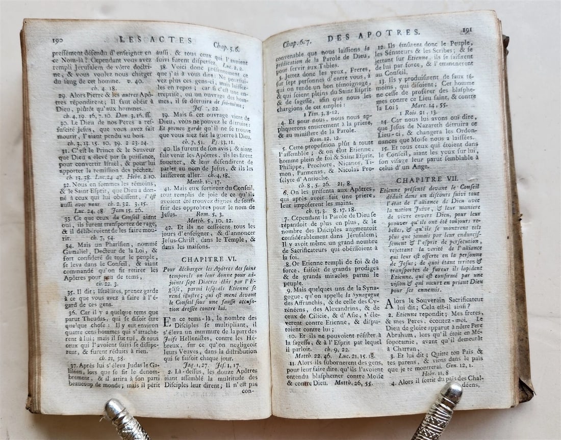 1751 BIBLE in FRENCH NEW TESTAMENT antique VELLUM BINDING - 5