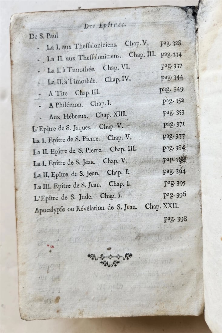 1751 BIBLE in FRENCH NEW TESTAMENT antique VELLUM BINDING - 6