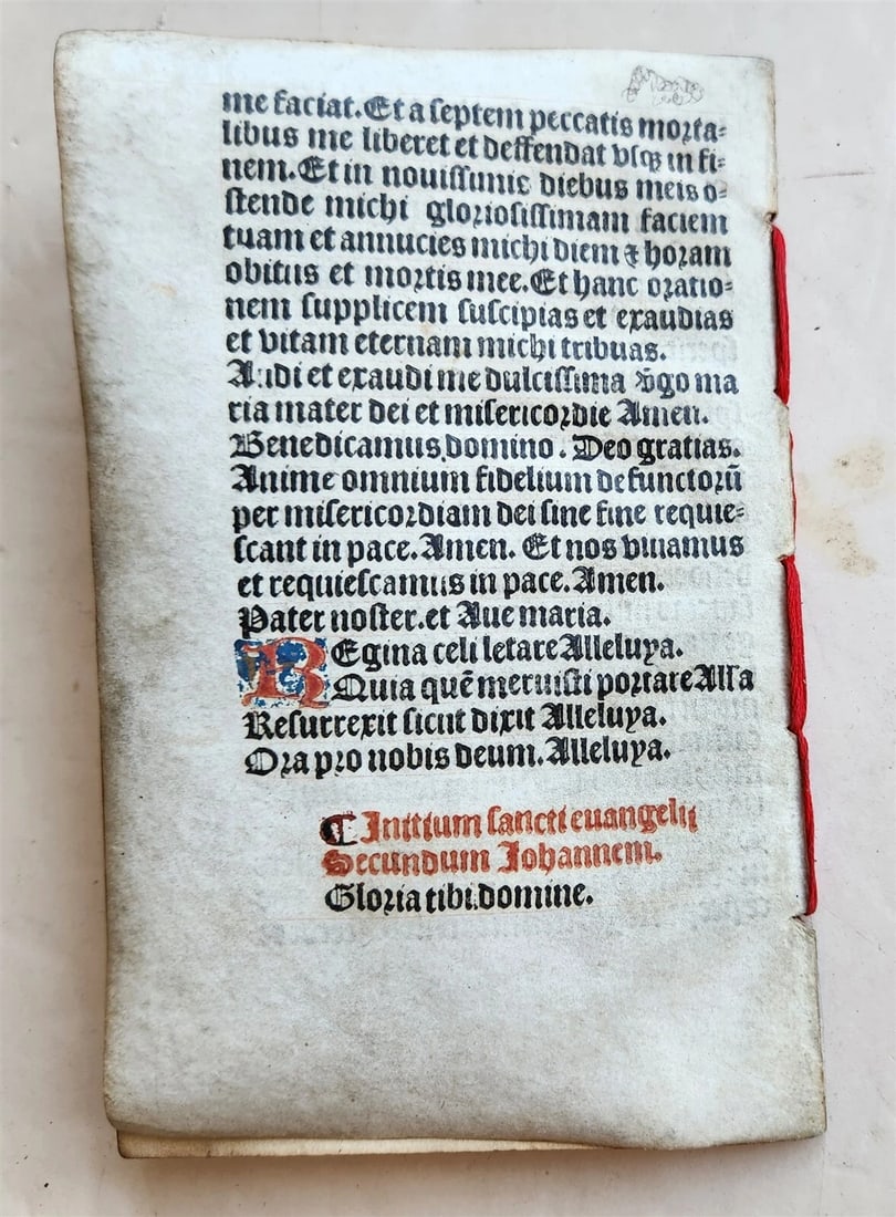 1519 BOOK OF HOURS PRINTED on VELLUM FRAGMENT antique POST-INCUNABULA scarce - 11