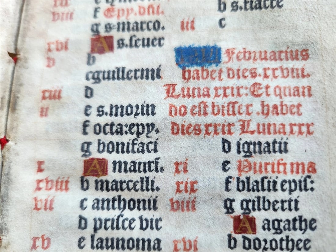 1519 BOOK OF HOURS PRINTED on VELLUM FRAGMENT antique POST-INCUNABULA scarce - 14