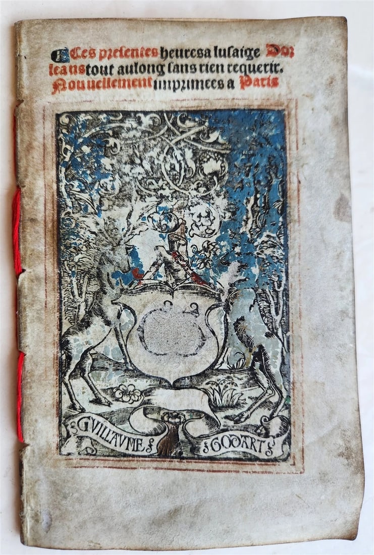 1519 BOOK OF HOURS PRINTED on VELLUM FRAGMENT antique POST-INCUNABULA scarce (1 of 14)