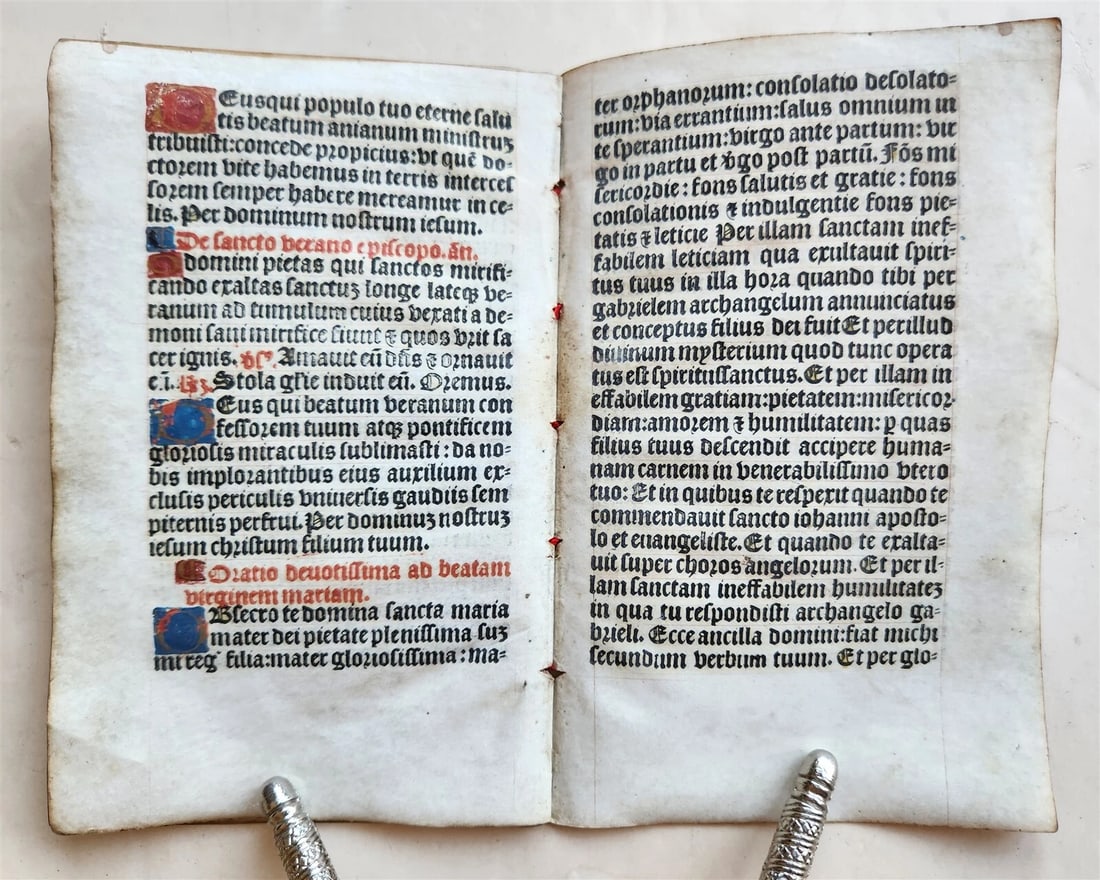 1519 BOOK OF HOURS PRINTED on VELLUM FRAGMENT antique POST-INCUNABULA scarce - 9