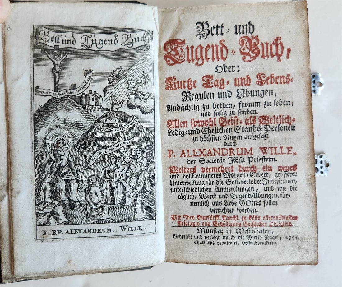 1754 GERMAN DEVOTIONAL BOOK antique BINDING w/ STUNNING SILVER FITTINGS - 3