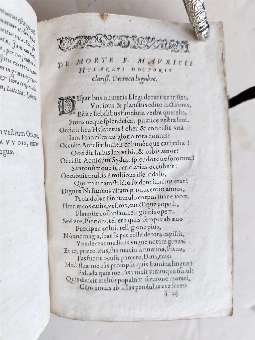 1604 SERMONS of Maurice Hylaret antique PIGSKIN BINDING UNICORN TITLEPIECE - 10