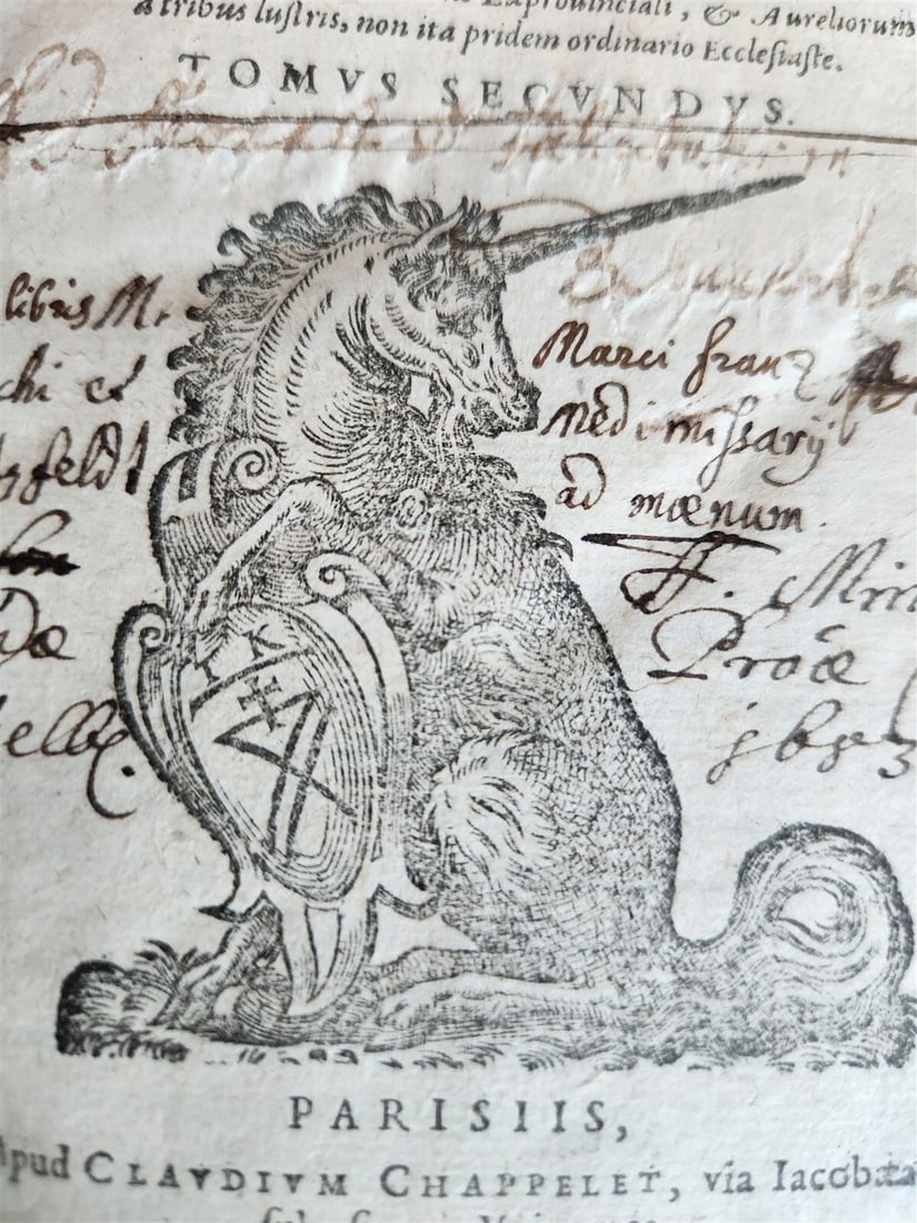 1604 SERMONS of Maurice Hylaret antique PIGSKIN BINDING UNICORN TITLEPIECE - 8