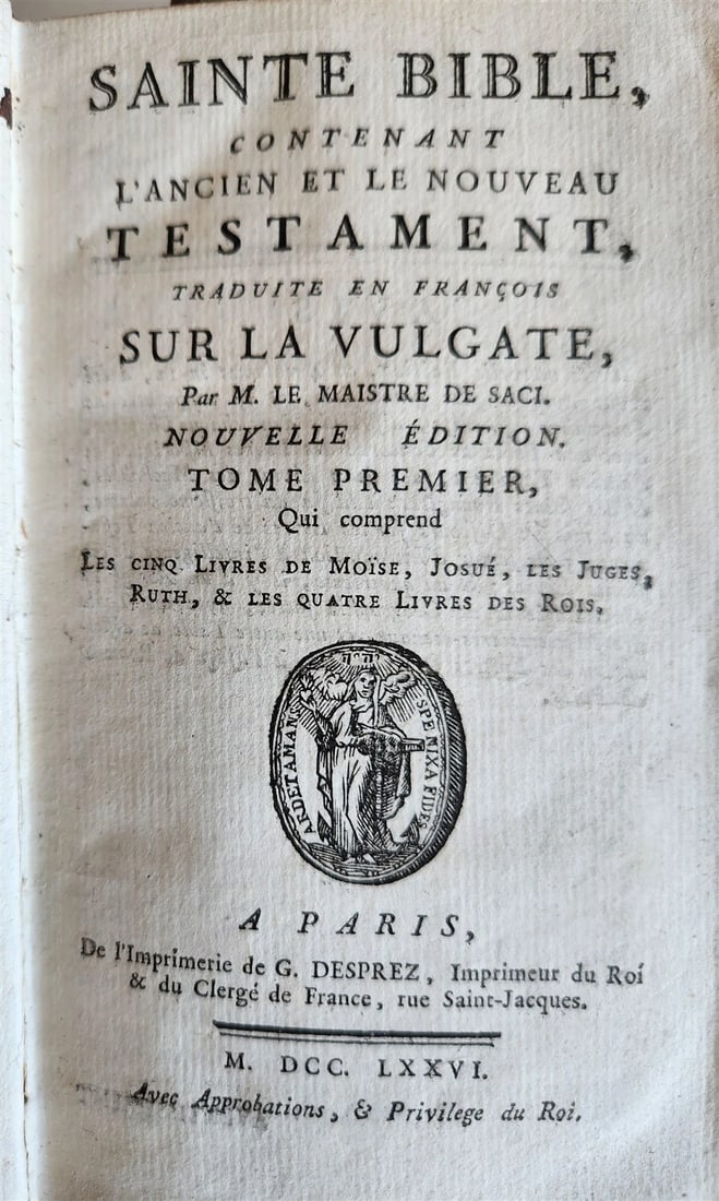 1776 BIBLE in FRENCH 4 VOLUMES antique OLD & NEW TESTAMENT - 4