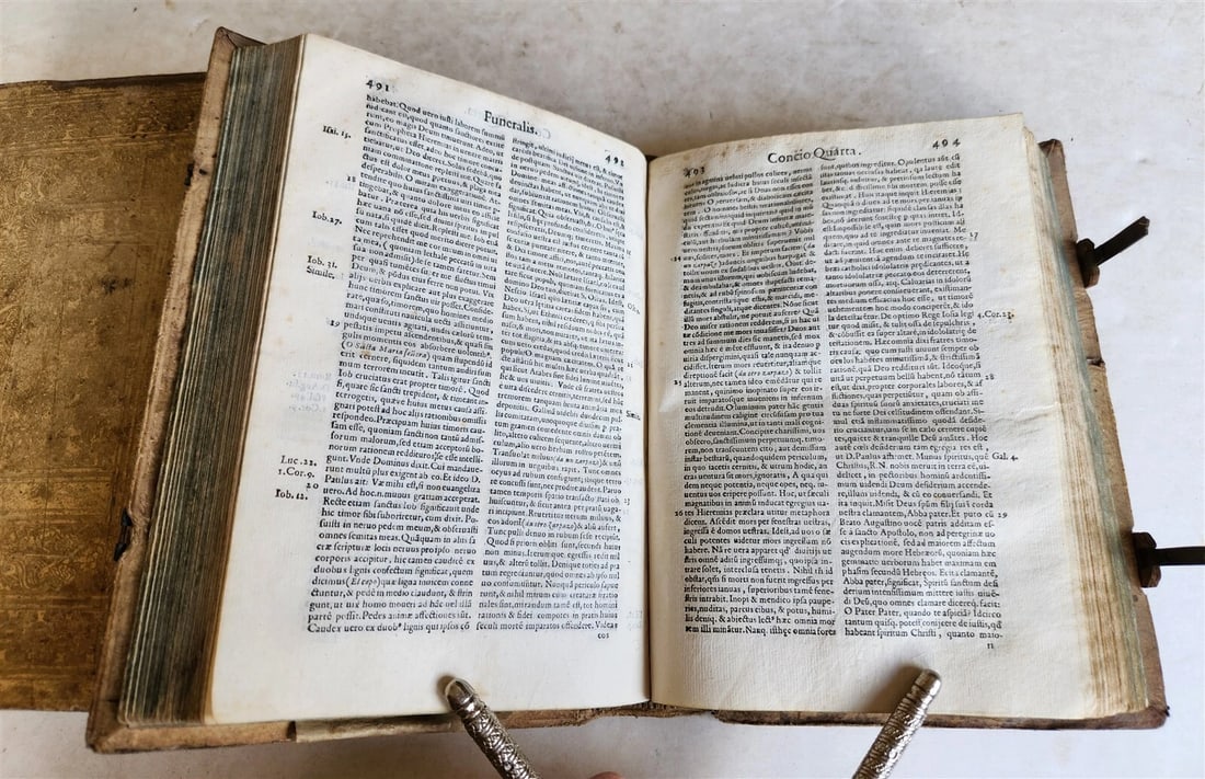 1588 SERMONS of PORTUGUESE THEOLOGIAN F. DIAZ 2 VOLUMES antique PIGSKIN BINDING - 10