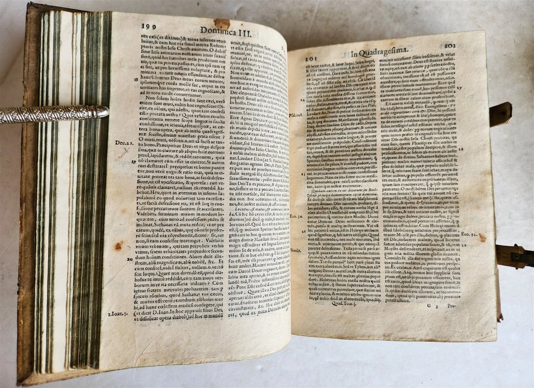 1588 SERMONS of PORTUGUESE THEOLOGIAN F. DIAZ 2 VOLUMES antique PIGSKIN BINDING - 13