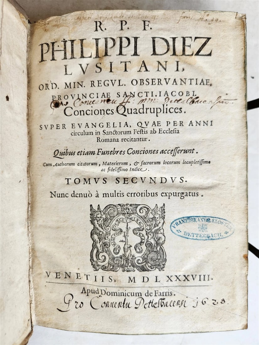 1588 SERMONS of PORTUGUESE THEOLOGIAN F. DIAZ 2 VOLUMES antique PIGSKIN BINDING - 7