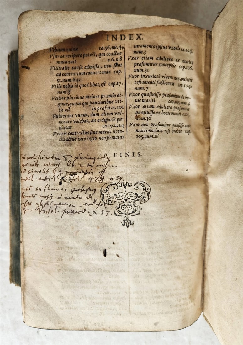 1595 LAW BOOK by Spanish jurist Vasquez de Menchaca antique PIGSKIN BINDING - 12