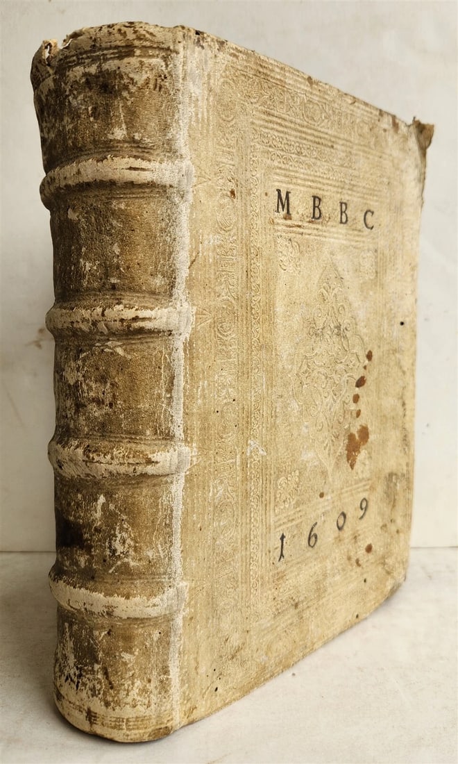 1595 LAW BOOK by Spanish jurist Vasquez de Menchaca antique PIGSKIN BINDING - 2