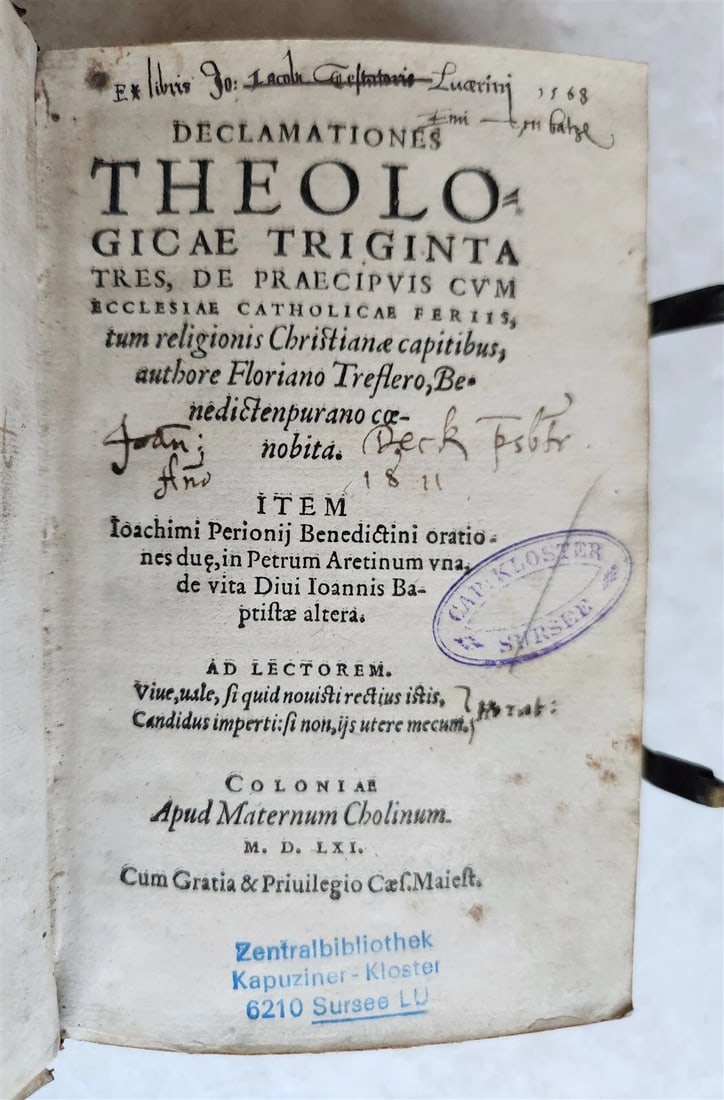 1561 THEOLOGY by FLORIAN TREFLER antique PIGSKIN BINDING 16th CENTURY (1 of 9)