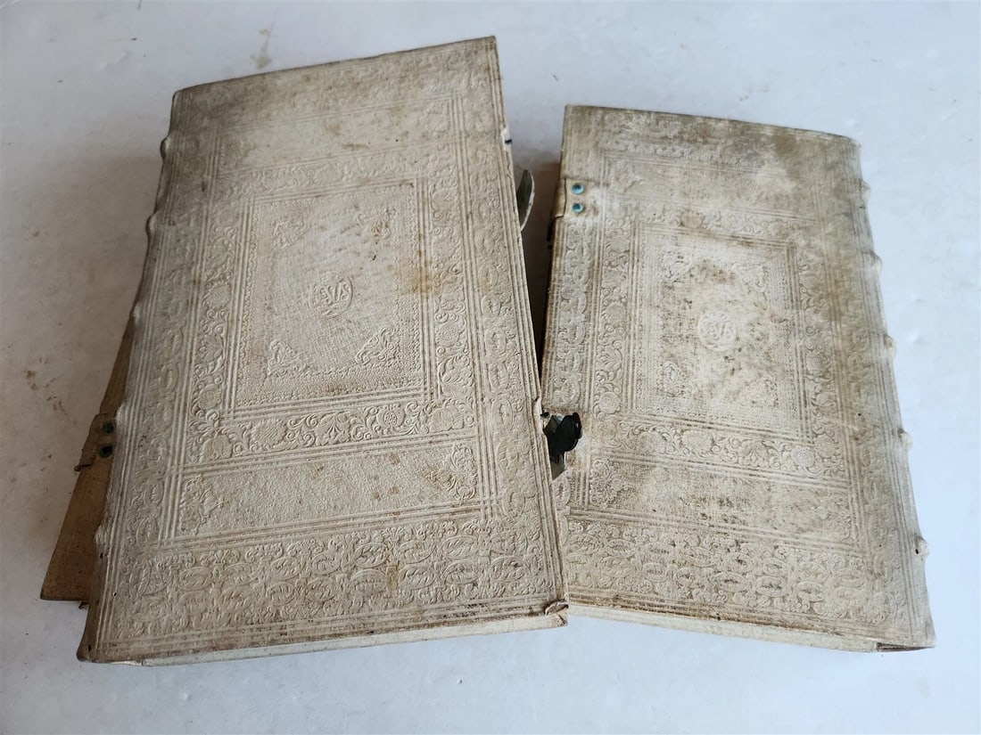 1719 MYSTICA CIVITAS DEI 3 PIGSKIN BOUND FOLIOS antique - 5