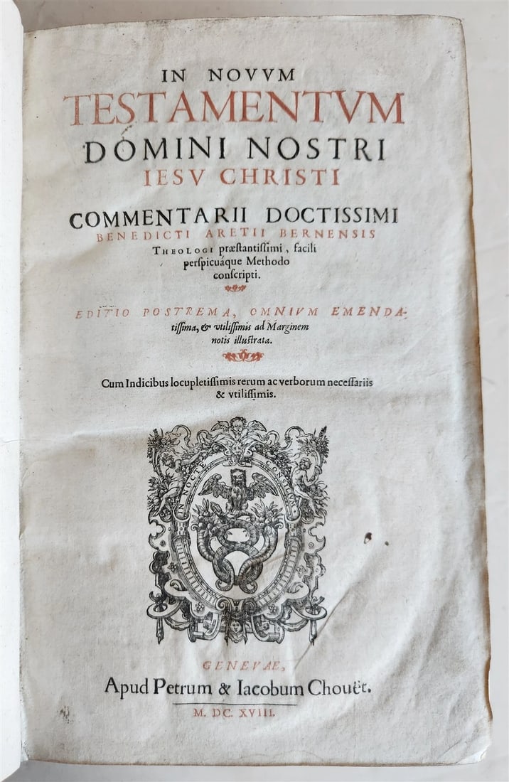 1618 BIBLE NEW TESTAMENT COMMENTARY by Benedictus Aretius antique 17th c. FOLIO: Title: 1618 BIBLE NEW TESTAMENT COMMENTARY by Benedictus Aretius antique 17th c. FOLIO Description: In Novum Testamentum Dn. N. Iesu Christi commentariis. Editio postrema. -Commentarii in sacram actuu
