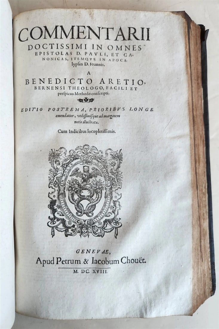 1618 BIBLE NEW TESTAMENT COMMENTARY by Benedictus Aretius antique 17th c. FOLIO - 3