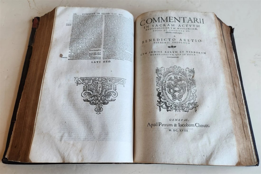 1618 BIBLE NEW TESTAMENT COMMENTARY by Benedictus Aretius antique 17th c. FOLIO - 6