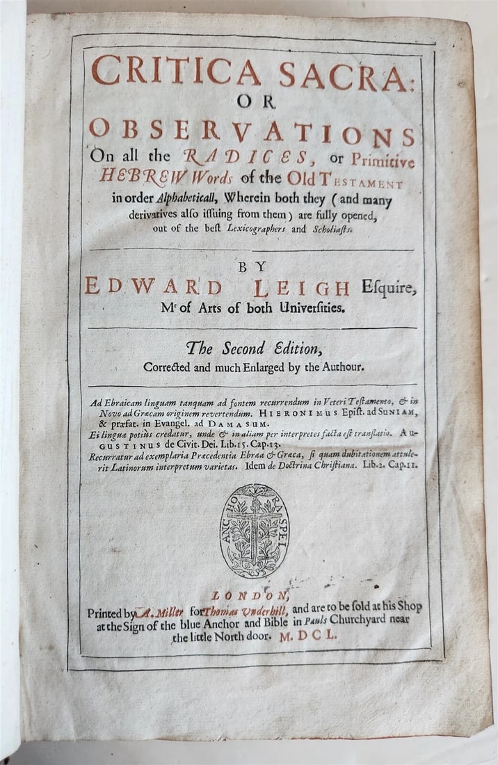 1650 CRITICA SACRA in ENGLISH antique 17th century LONDON - 4