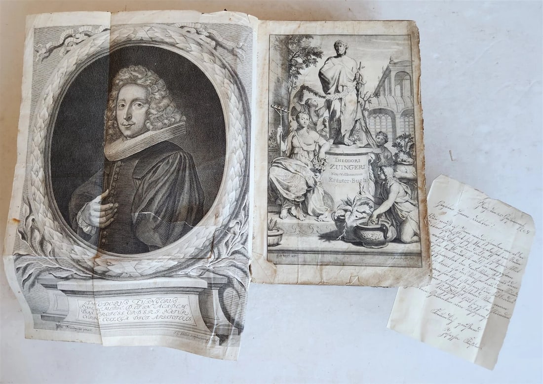 1744 THEATRUM BOTANICUM ULLISTRATED GERMAN HERBAL antique PIGSKIN BOUND FOLIO (1 of 14)