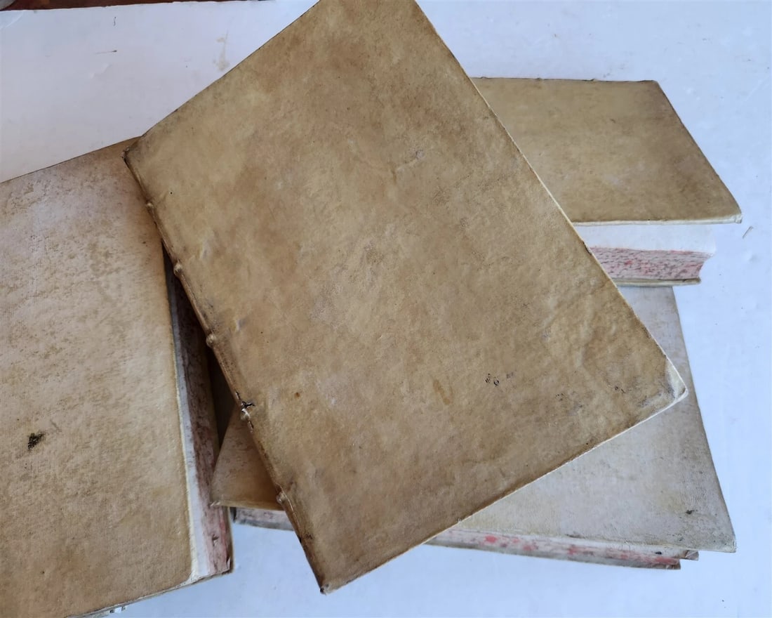 1701-1715 CANON LAW 6 FOLIO VOLUMES by AUGUSTINI BARBOSAE antique VELLUM BINDING - 10