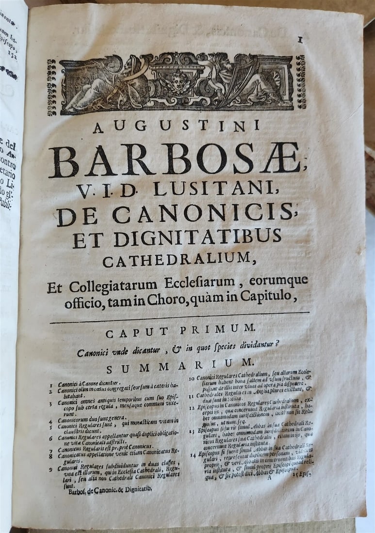 1701-1715 CANON LAW 6 FOLIO VOLUMES by AUGUSTINI BARBOSAE antique VELLUM BINDING - 13