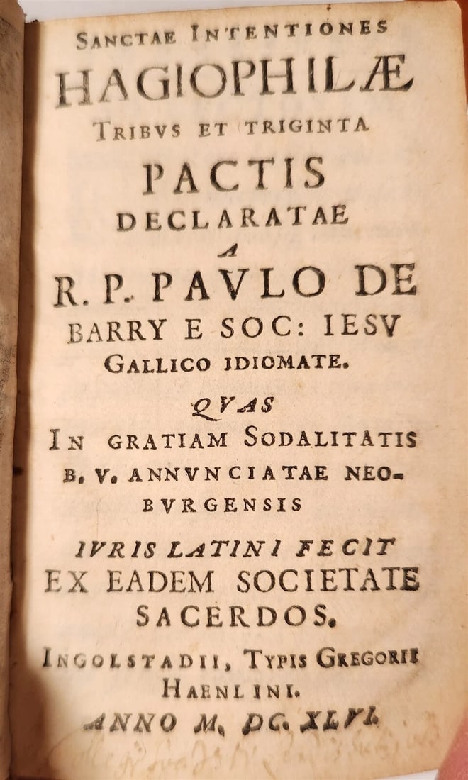 1646 SANCTAE INTENTIONES HAGIOPHILAE TRIBUS antique FABULOUS VELLUM BINDING - 5