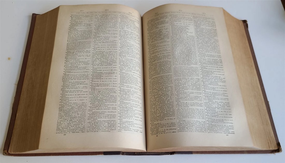 1878 FRENCH & ENGLISH PRONOUNCING DICTIONARY by Spiers antique AMERICAN EDITION - 5