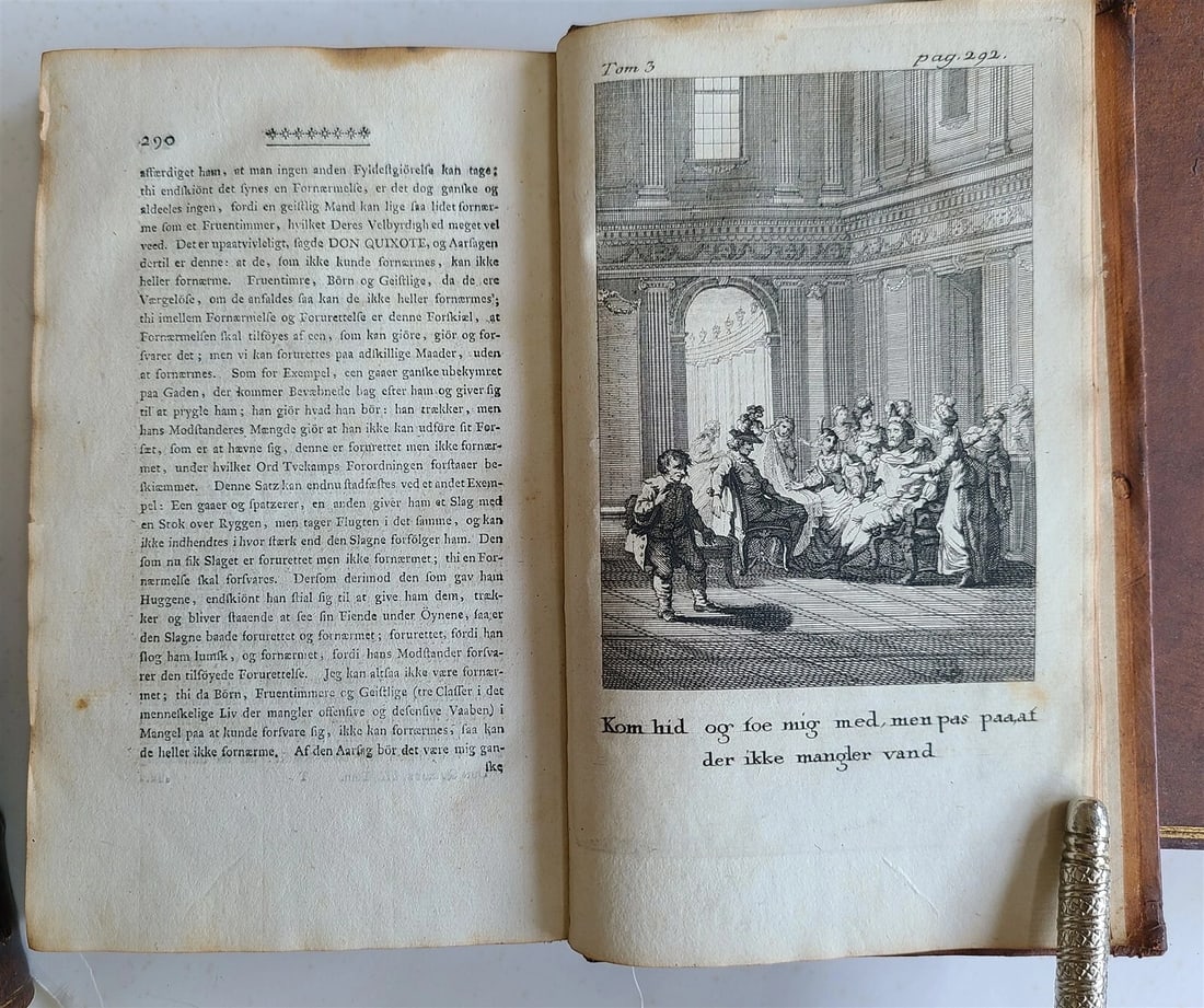 1776-77 4 vols DON QUIXOTE by CERVANTES 1st DANISH ED. antique ILLUSTRATED RARE - 10