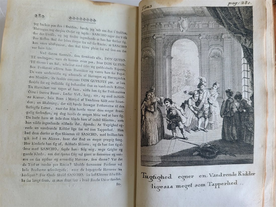 1776-77 4 vols DON QUIXOTE by CERVANTES 1st DANISH ED. antique ILLUSTRATED RARE - 11