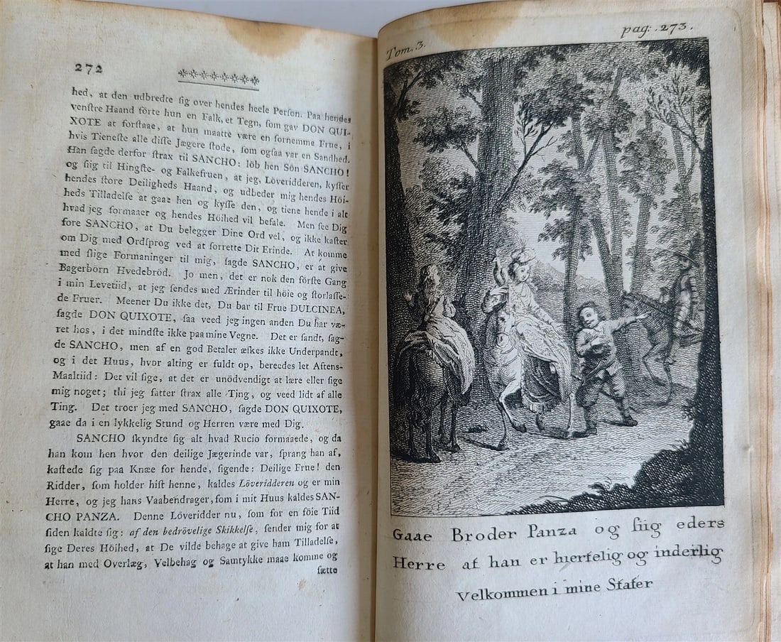1776-77 4 vols DON QUIXOTE by CERVANTES 1st DANISH ED. antique ILLUSTRATED RARE - 13