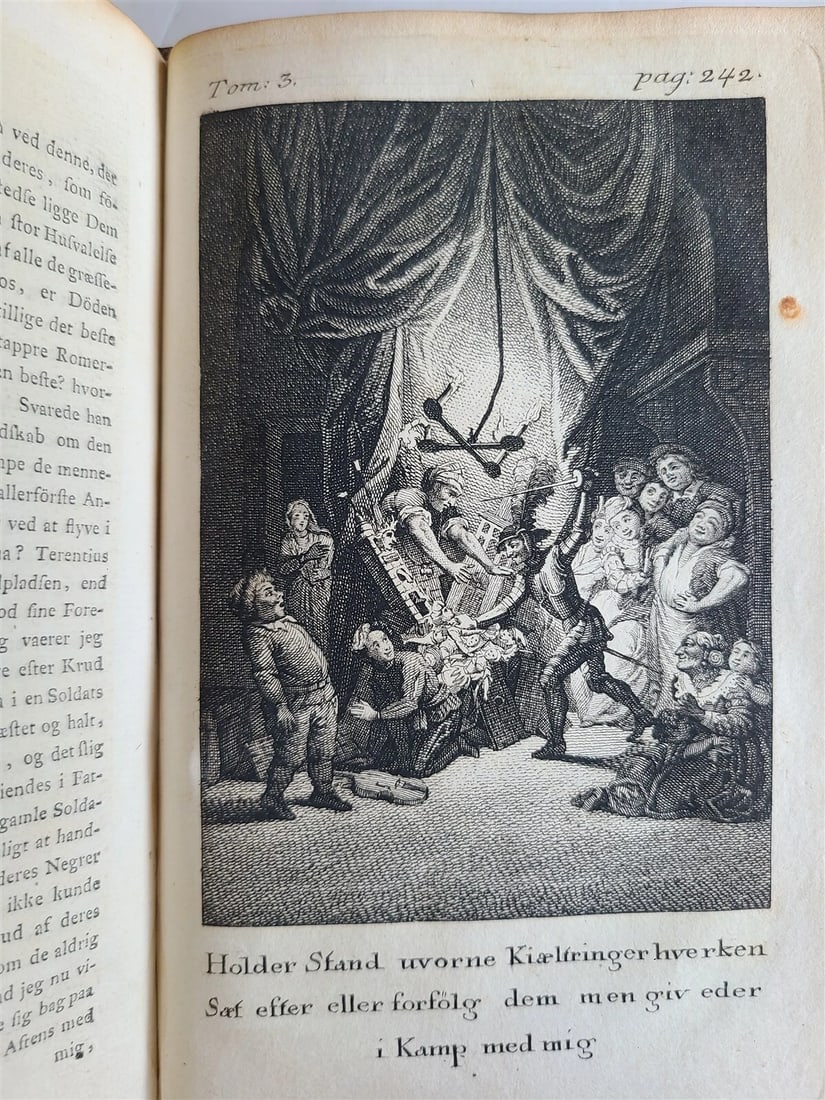 1776-77 4 vols DON QUIXOTE by CERVANTES 1st DANISH ED. antique ILLUSTRATED RARE - 14