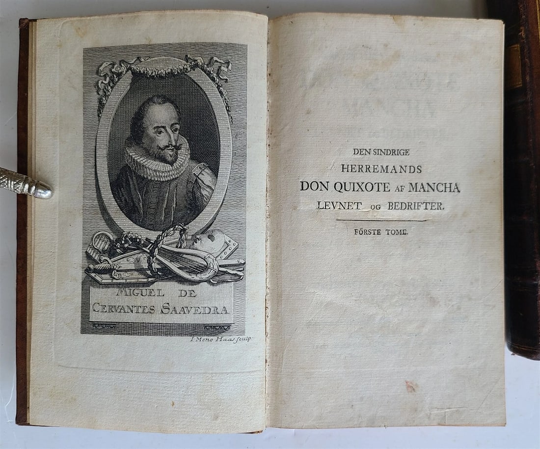 1776-77 4 vols DON QUIXOTE by CERVANTES 1st DANISH ED. antique ILLUSTRATED RARE - 3