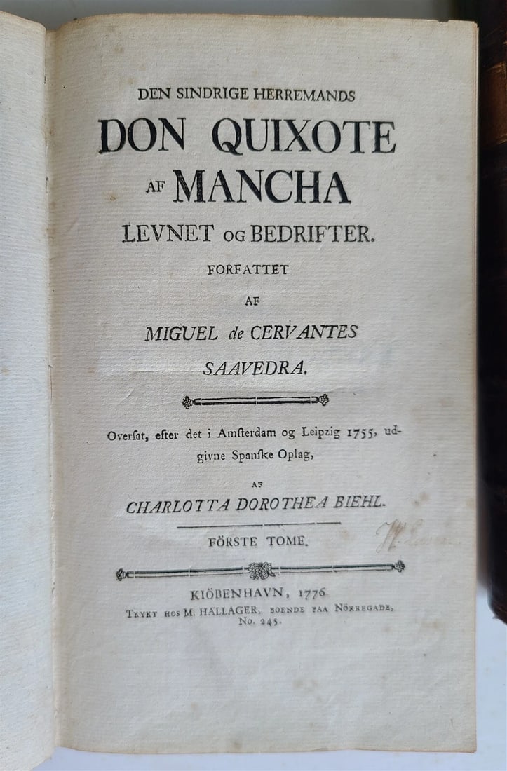 1776-77 4 vols DON QUIXOTE by CERVANTES 1st DANISH ED. antique ILLUSTRATED RARE - 5