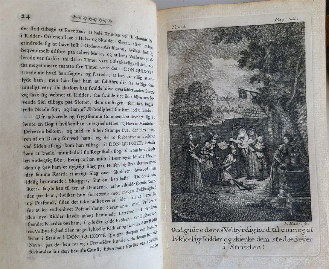 1776-77 4 vols DON QUIXOTE by CERVANTES 1st DANISH ED. antique ILLUSTRATED RARE - 6