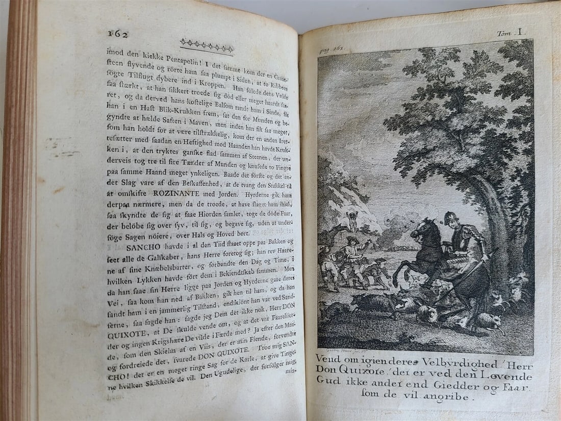 1776-77 4 vols DON QUIXOTE by CERVANTES 1st DANISH ED. antique ILLUSTRATED RARE - 8