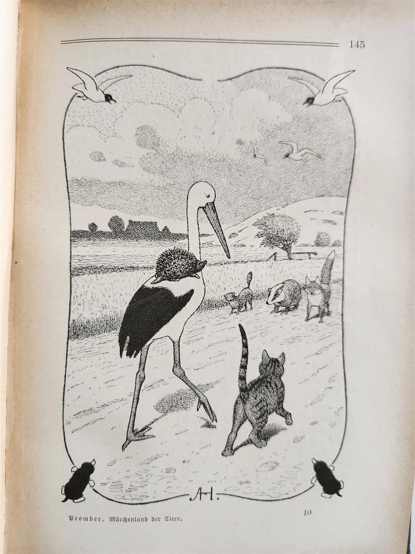 1900s ILLUSTRATED GERMAN CHILDREN BOOK antique FAIRYTALE LAND OF ANIMALS - 10