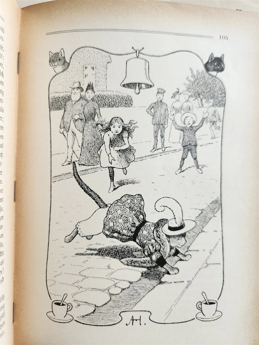 1900s ILLUSTRATED GERMAN CHILDREN BOOK antique FAIRYTALE LAND OF ANIMALS - 13