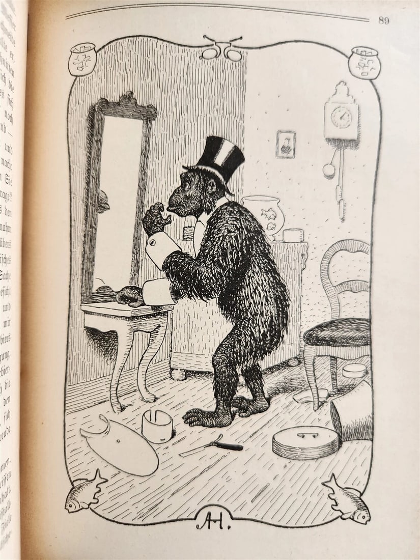 1900s ILLUSTRATED GERMAN CHILDREN BOOK antique FAIRYTALE LAND OF ANIMALS - 14