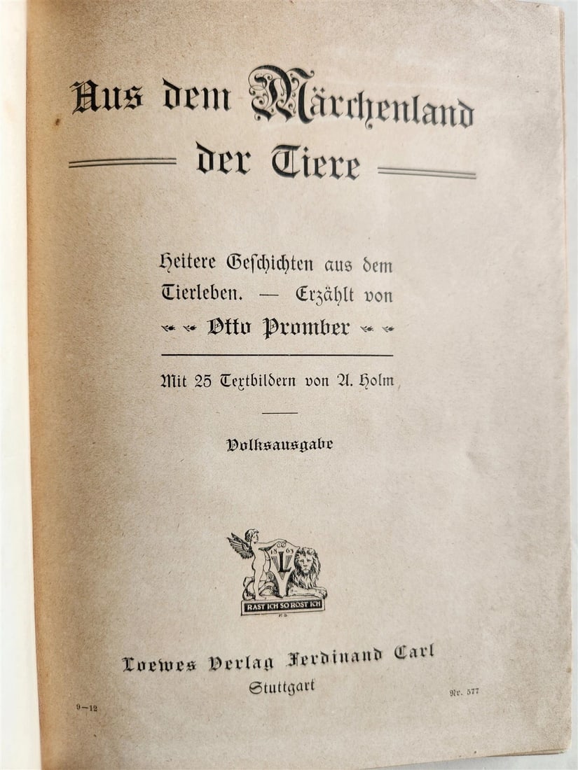 1900s ILLUSTRATED GERMAN CHILDREN BOOK antique FAIRYTALE LAND OF ANIMALS - 3
