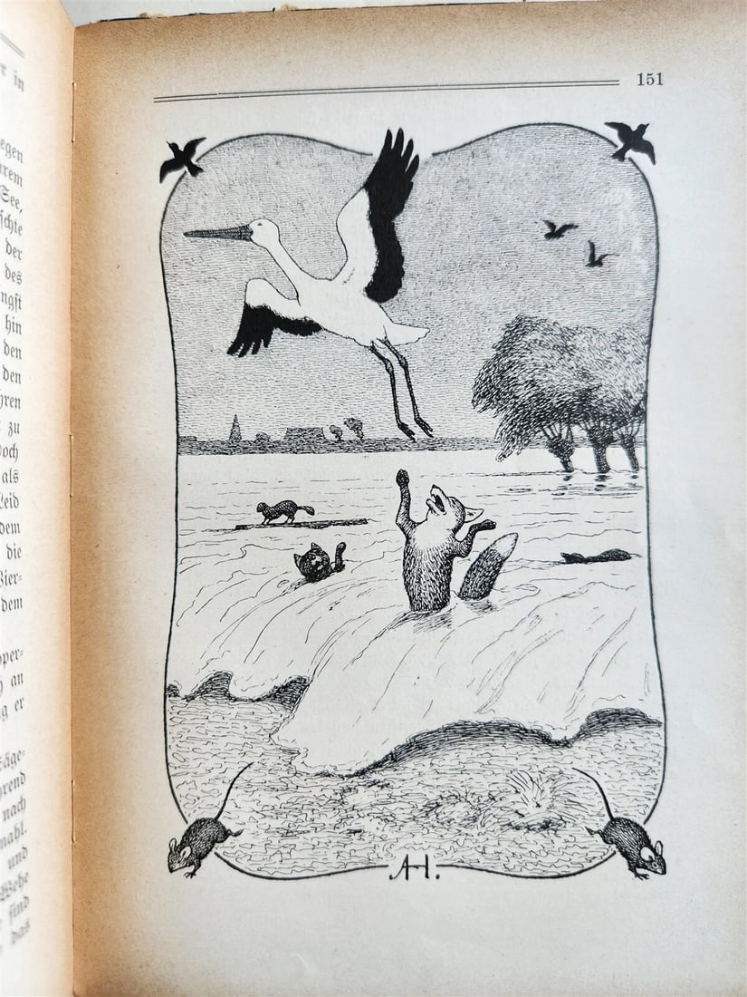 1900s ILLUSTRATED GERMAN CHILDREN BOOK antique FAIRYTALE LAND OF ANIMALS - 9