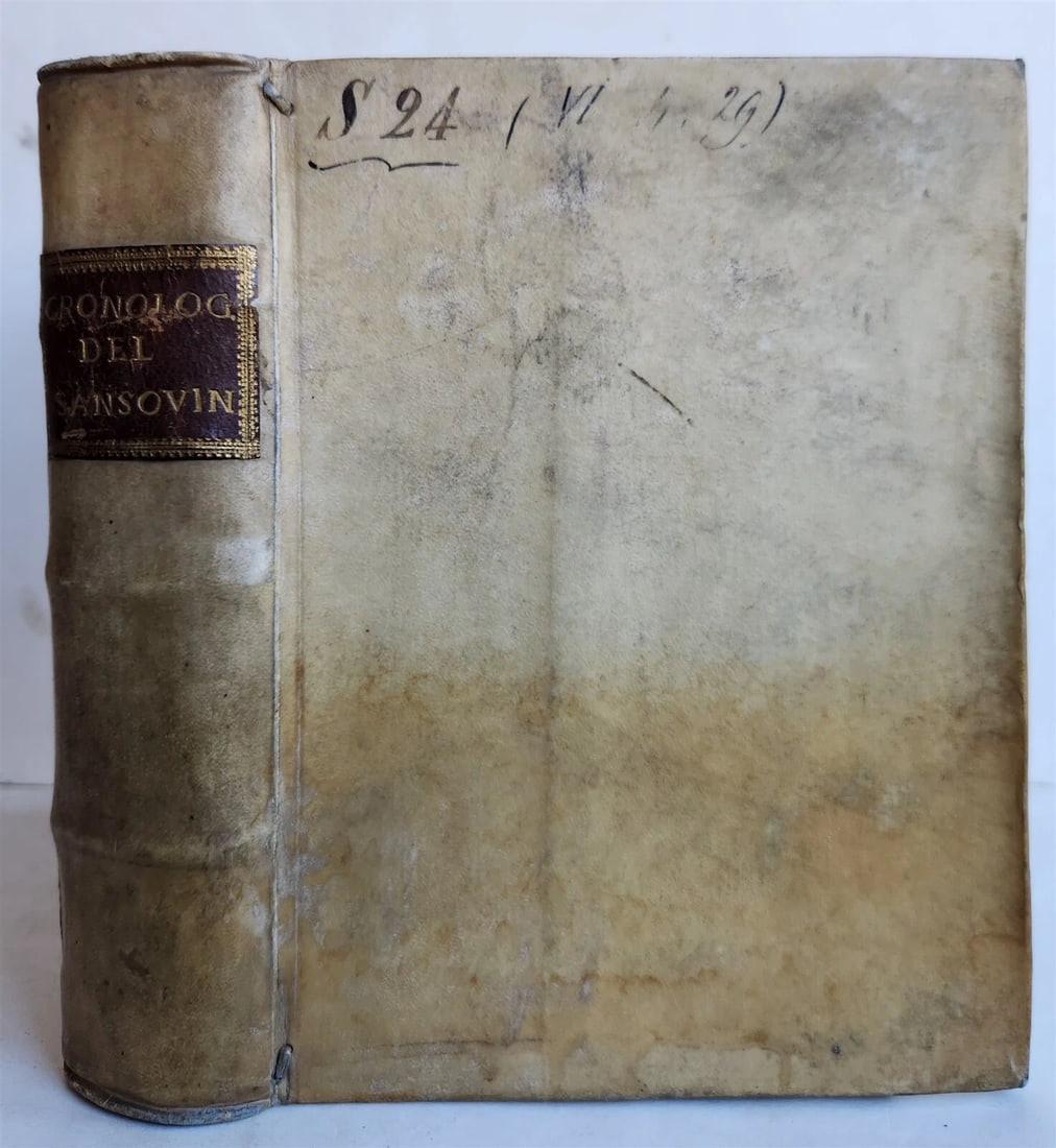 1580 CHRONOLOGY OF THE WORLD by F. SANSOVINO antique VELLUM BOUND - 2