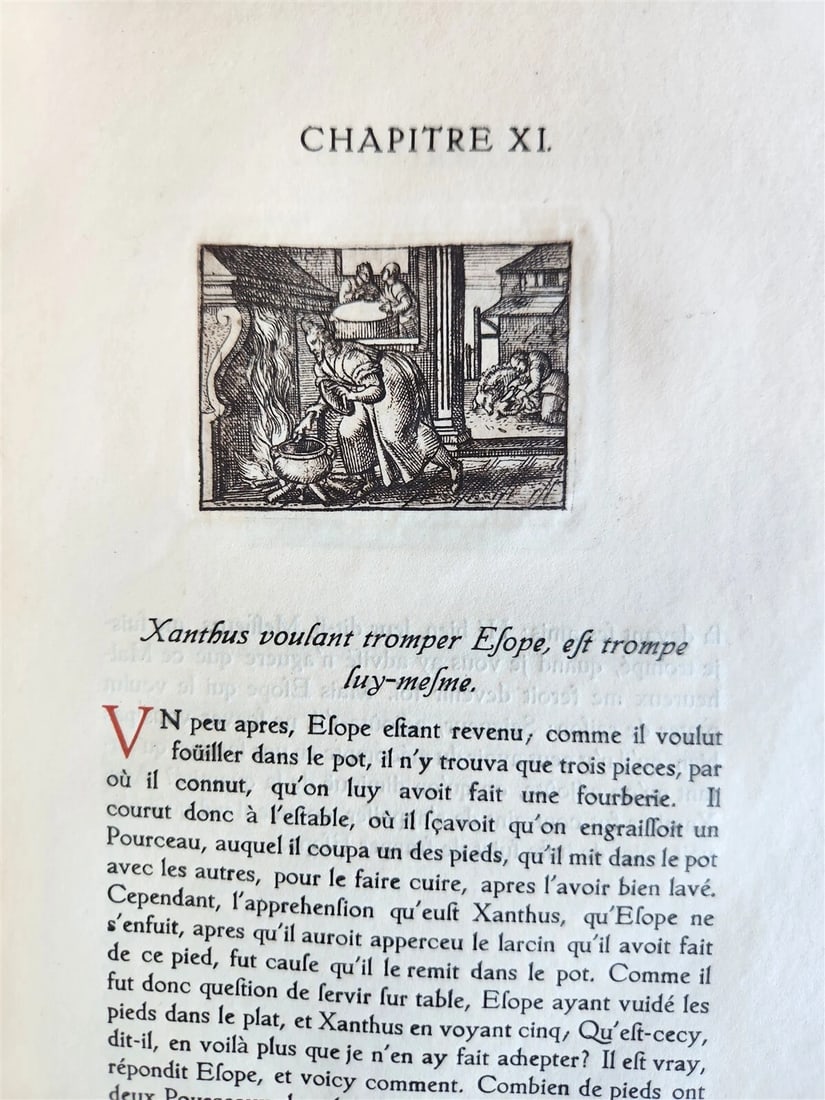 1920 AESOP'S FABLES antique Les Fables d'Esope Phrygien ILLUSTRATED 1669 reprint - 12