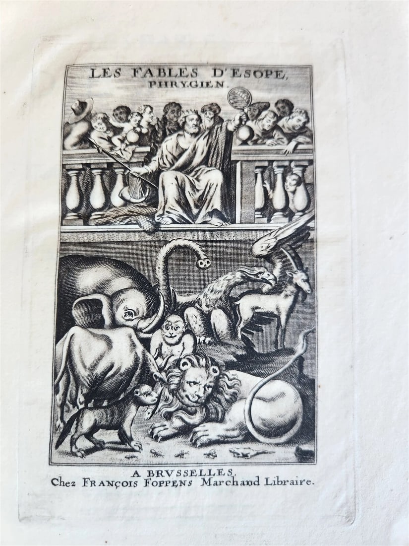 1920 AESOP'S FABLES antique Les Fables d'Esope Phrygien ILLUSTRATED 1669 reprint - 4