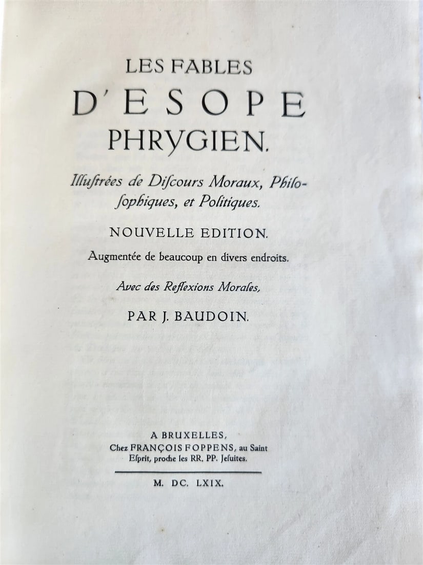 1920 AESOP'S FABLES antique Les Fables d'Esope Phrygien ILLUSTRATED 1669 reprint - 5