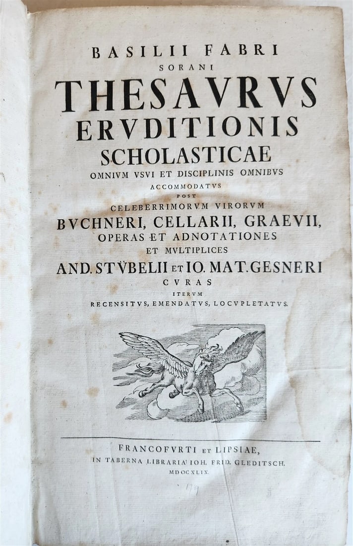 1749 THESAURUS ERUDITIONIS SCHOLASTICAE by BASILII FABRI antique VELLUM FOLIO - 4
