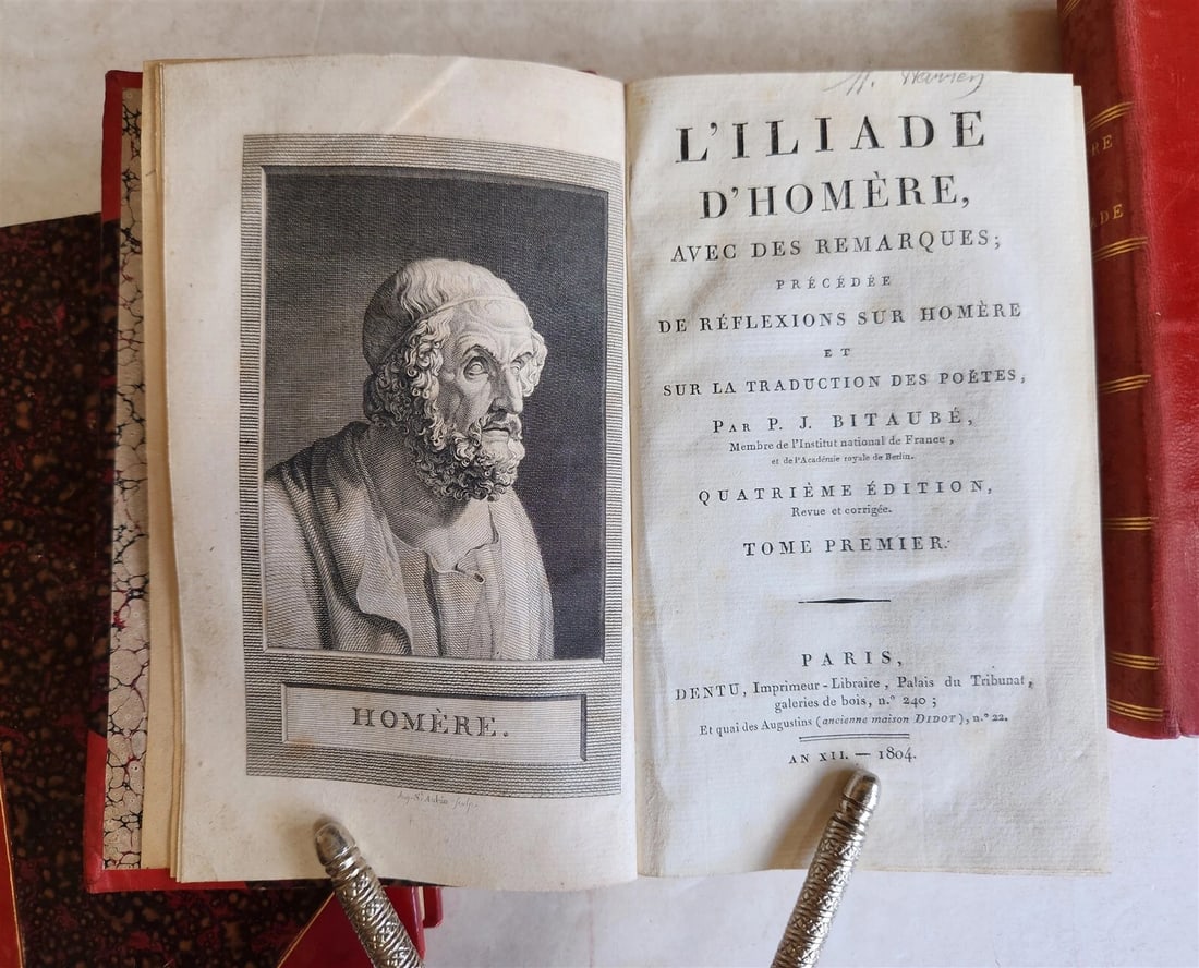 1804 L'ILIADE D'HOMERE by P.J. Bitaube antique 3 VOLUMES in FRENCH - 2
