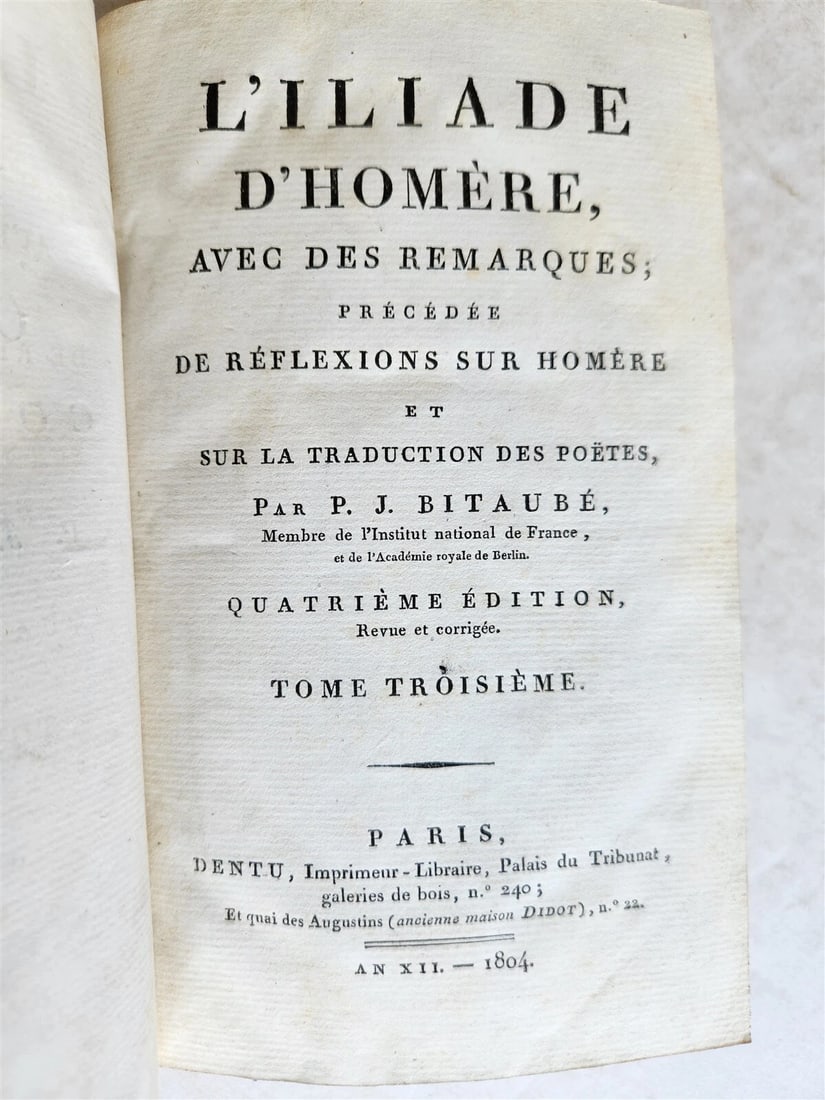 1804 L'ILIADE D'HOMERE by P.J. Bitaube antique 3 VOLUMES in FRENCH - 5