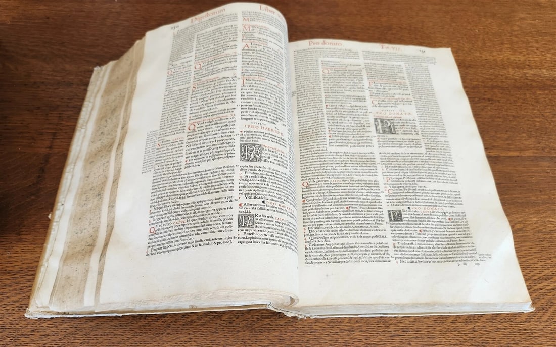 1556 LAW BOOK Corpus Juris Civilis DIGESTUM NOVUM antique MASSIVE FOLIO vellum - 11