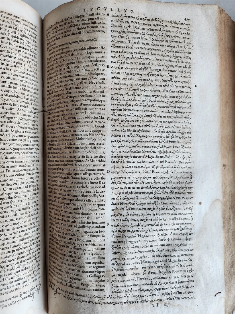 1620 PLUTARCH 2 volumes MORAL WORKS antique in GREEK & LATIN massive folio - 13