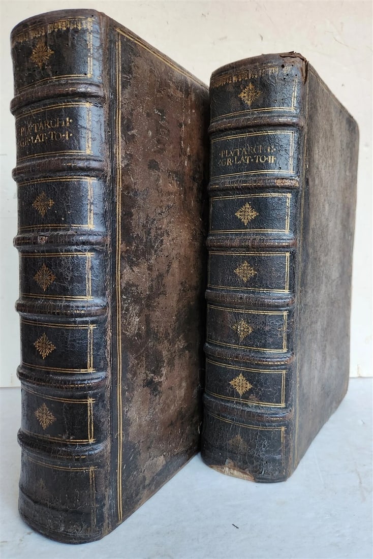 1620 PLUTARCH 2 volumes MORAL WORKS antique in GREEK & LATIN massive folio - 2