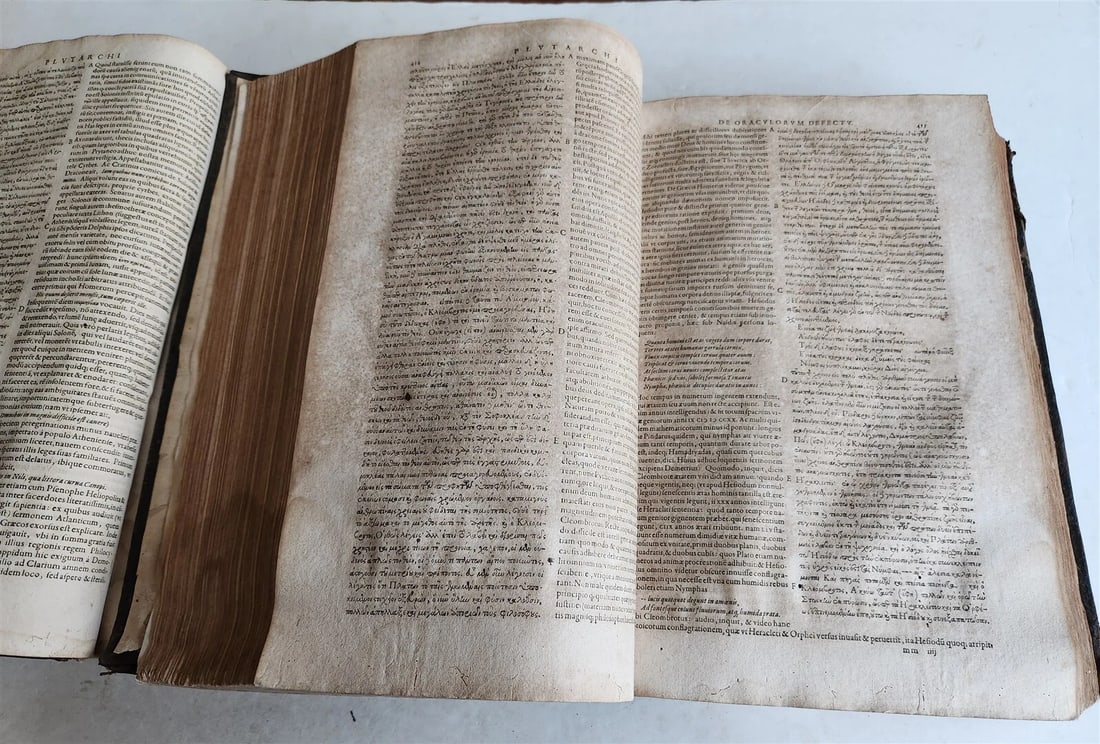 1620 PLUTARCH 2 volumes MORAL WORKS antique in GREEK & LATIN massive folio - 6